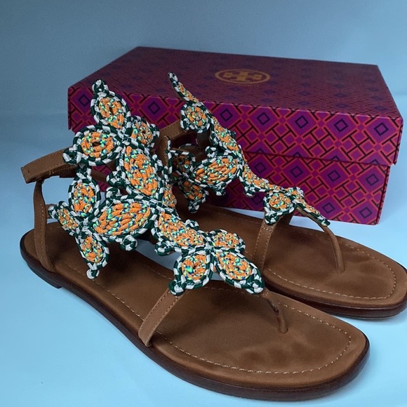 Tory Burch Palisade‎ Gladiator Woven Sandals Pallisade Vacation Resort Cruise 10 - Picture 4 of 16